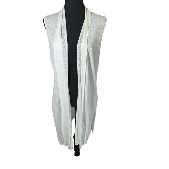 Adrienne Vittadini Jackets & Blazers - Adrienne Vitta Dini Ivory Linen Viscose Long Coastal Vest Lightweight Womens XL